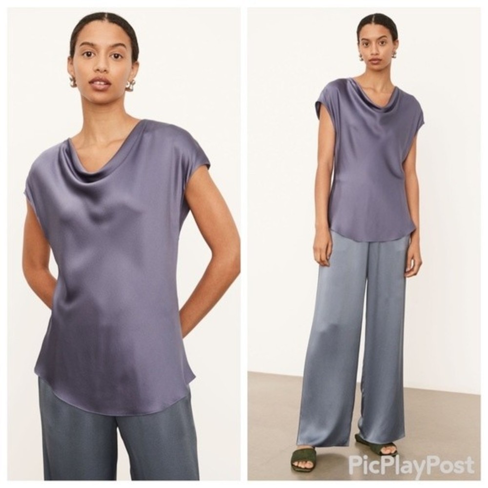 NWT Vince Cowl Neck Silk Cap Sleeve Blouse